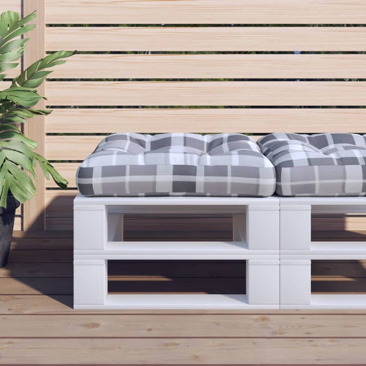 Cuscino per Pallet Motivo a Quadri Grigi 60x60x12 cm in Tessuto | homemem39