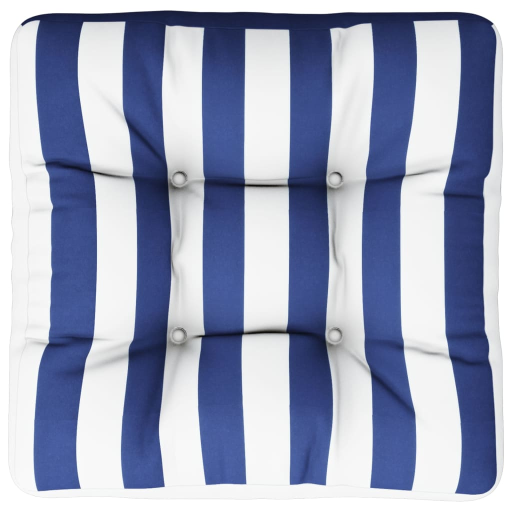 Cuscino per Pallet Strisce Bianche e Blu 60x60x12 cm in Tessuto | homemem39