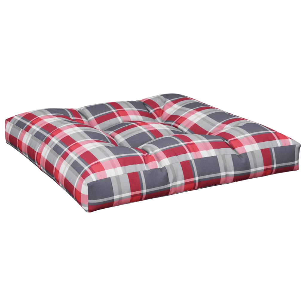 Cuscino per Pallet a Quadri Rossi 70x70x12 cm in Tessuto | homemem39