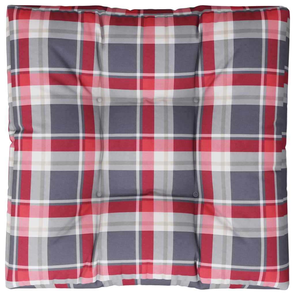 Cuscino per Pallet a Quadri Rossi 70x70x12 cm in Tessuto | homemem39