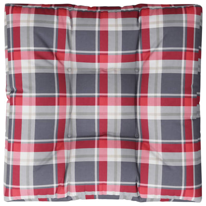Cuscino per Pallet a Quadri Rossi 70x70x12 cm in Tessuto | homemem39