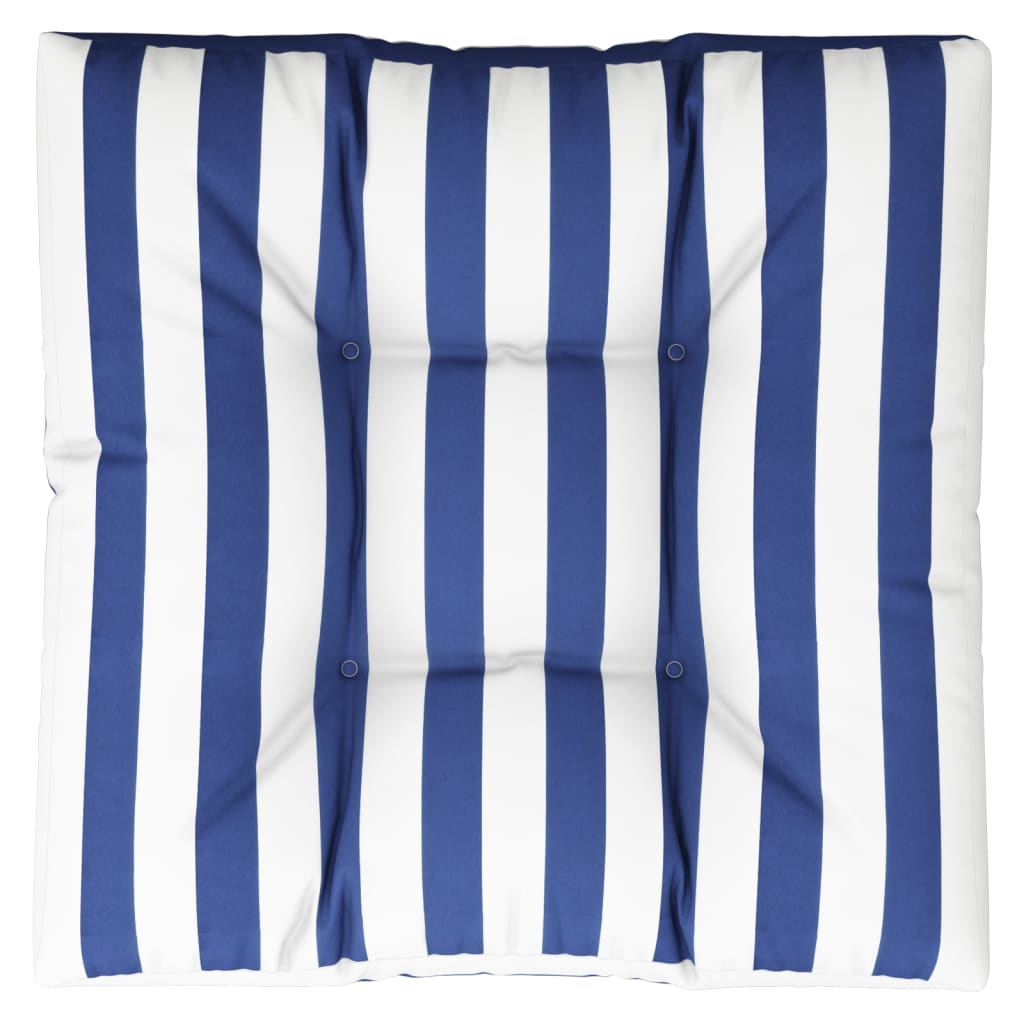 Cuscino per Pallet Strisce Bianche e Blu 70x70x12 cm in Tessuto | homemem39