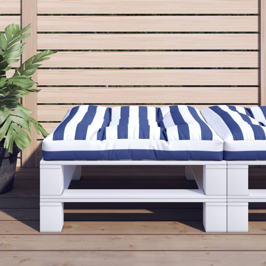 Cuscino per Pallet Strisce Bianche e Blu 70x70x12 cm in Tessuto | homemem39