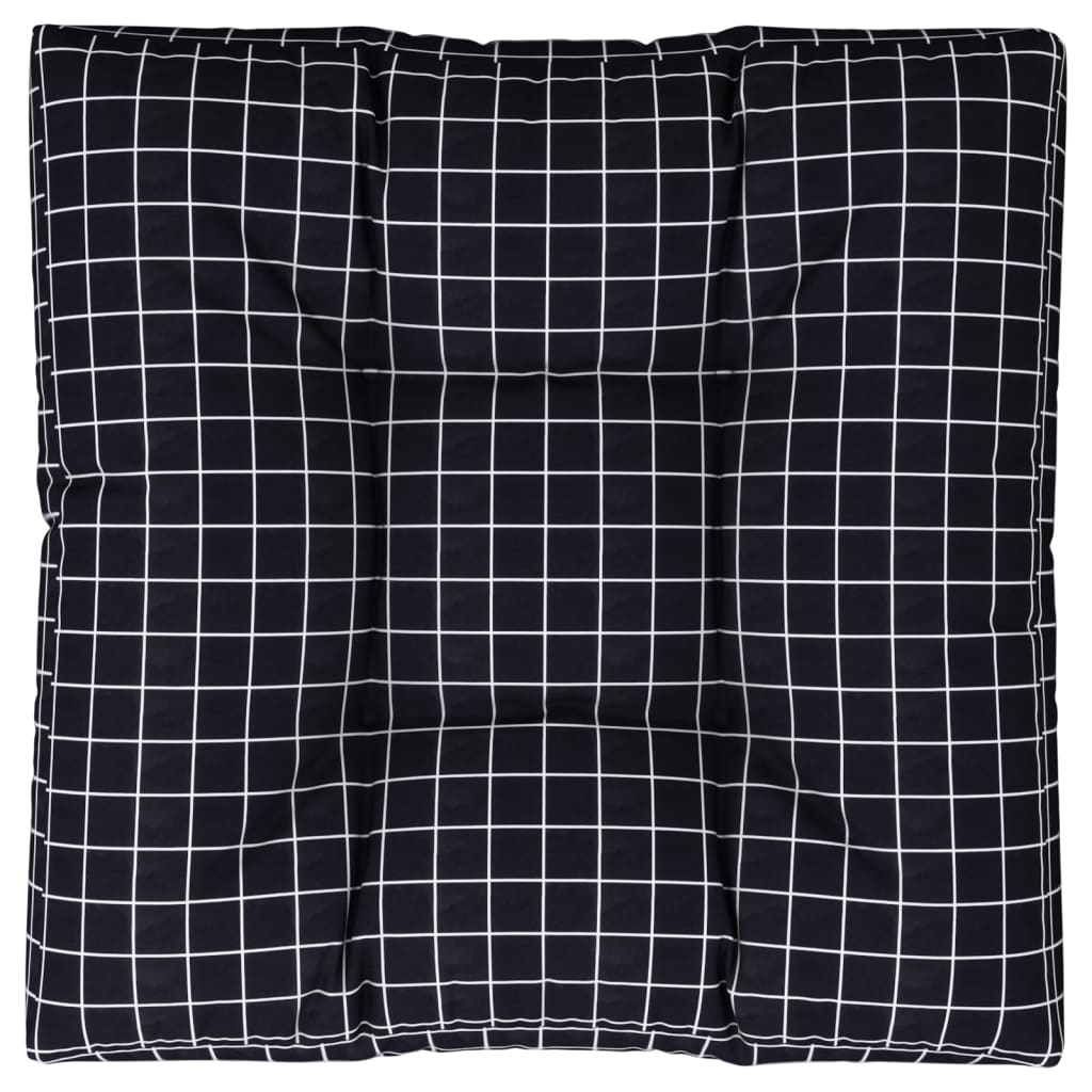 Cuscino per Pallet Motivo a Quadri Nero 70x70x12 cm in Tessuto | homemem39