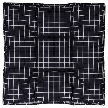 Cuscino per Pallet Motivo a Quadri Nero 70x70x12 cm in Tessuto