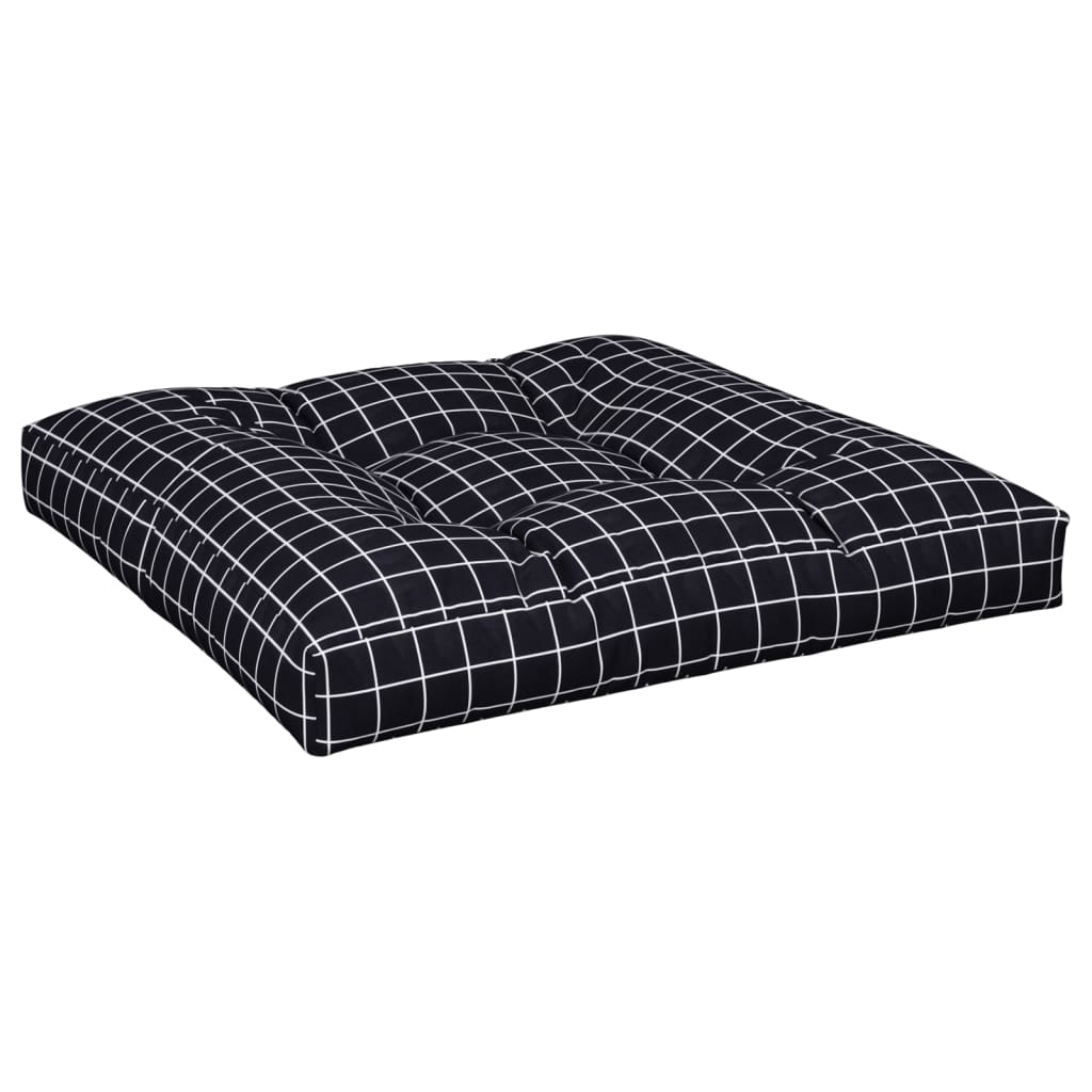Cuscino per Pallet Motivo a Quadri Nero 70x70x12 cm in Tessuto