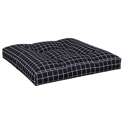 Cuscino per Pallet Motivo a Quadri Nero 70x70x12 cm in Tessuto