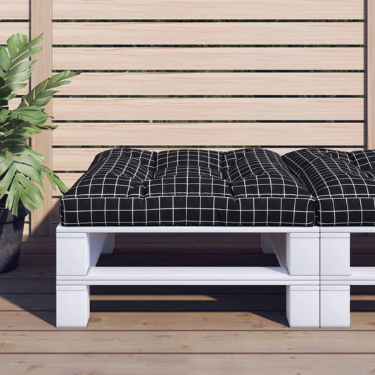 Cuscino per Pallet Motivo a Quadri Nero in Tessuto