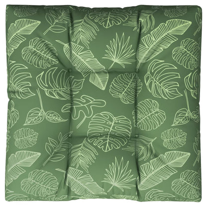 Cuscino per Pallet con Motivo a Foglie 70x70x12 cm in Tessuto