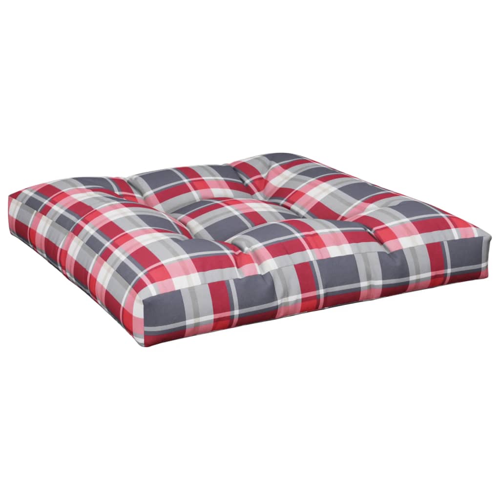 Cuscino per Pallet a Quadri Rossi 80x80x12 cm in Tessuto | homemem39