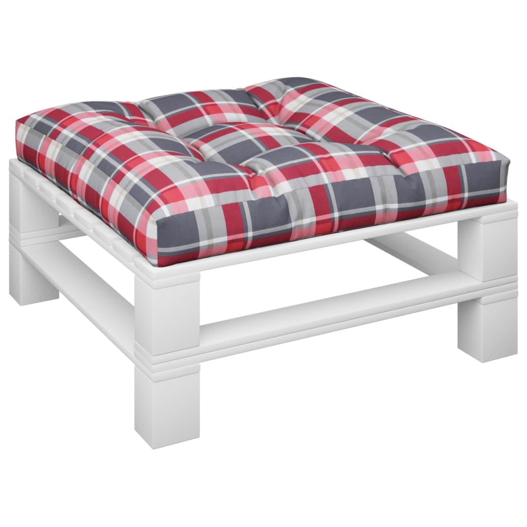 Cuscino per Pallet a Quadri Rossi 80x80x12 cm in Tessuto | homemem39