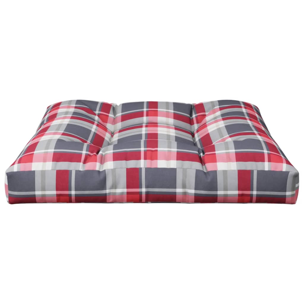 Cuscino per Pallet a Quadri Rossi 80x80x12 cm in Tessuto