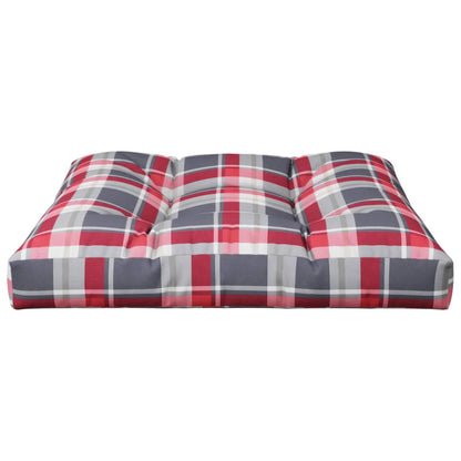 Cuscino per Pallet a Quadri Rossi 80x80x12 cm in Tessuto