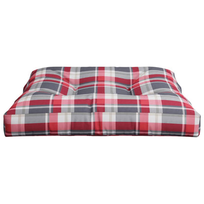 Cuscino per Pallet a Quadri Rossi 80x80x12 cm in Tessuto | homemem39