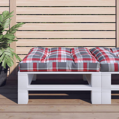 Cuscino per Pallet a Quadri Rossi 80x80x12 cm in Tessuto | homemem39