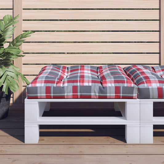 Cuscino per Pallet a Quadri Rossi 80x80x12 cm in Tessuto | homemem39