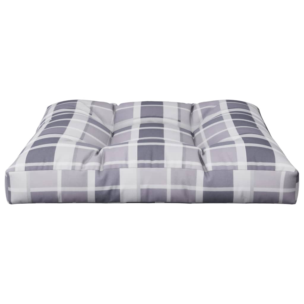 Cuscino per Pallet Motivo a Quadri Grigi 80x80x12 cm in Tessuto