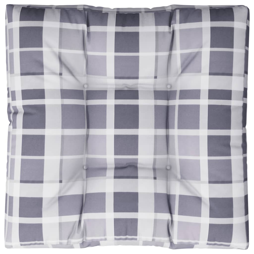 Cuscino per Pallet Motivo a Quadri Grigi 80x80x12 cm in Tessuto | homemem39