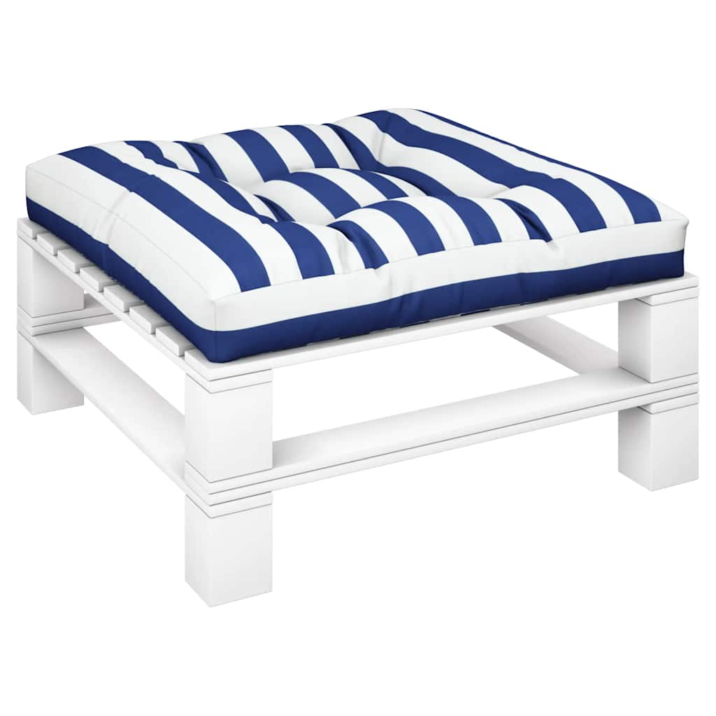 Cuscino per Pallet Strisce Bianche e Blu 80x80x12 cm in Tessuto | homemem39