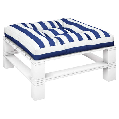 Cuscino per Pallet Strisce Bianche e Blu 80x80x12 cm in Tessuto