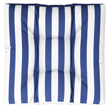 Cuscino per Pallet Strisce Bianche e Blu 80x80x12 cm in Tessuto