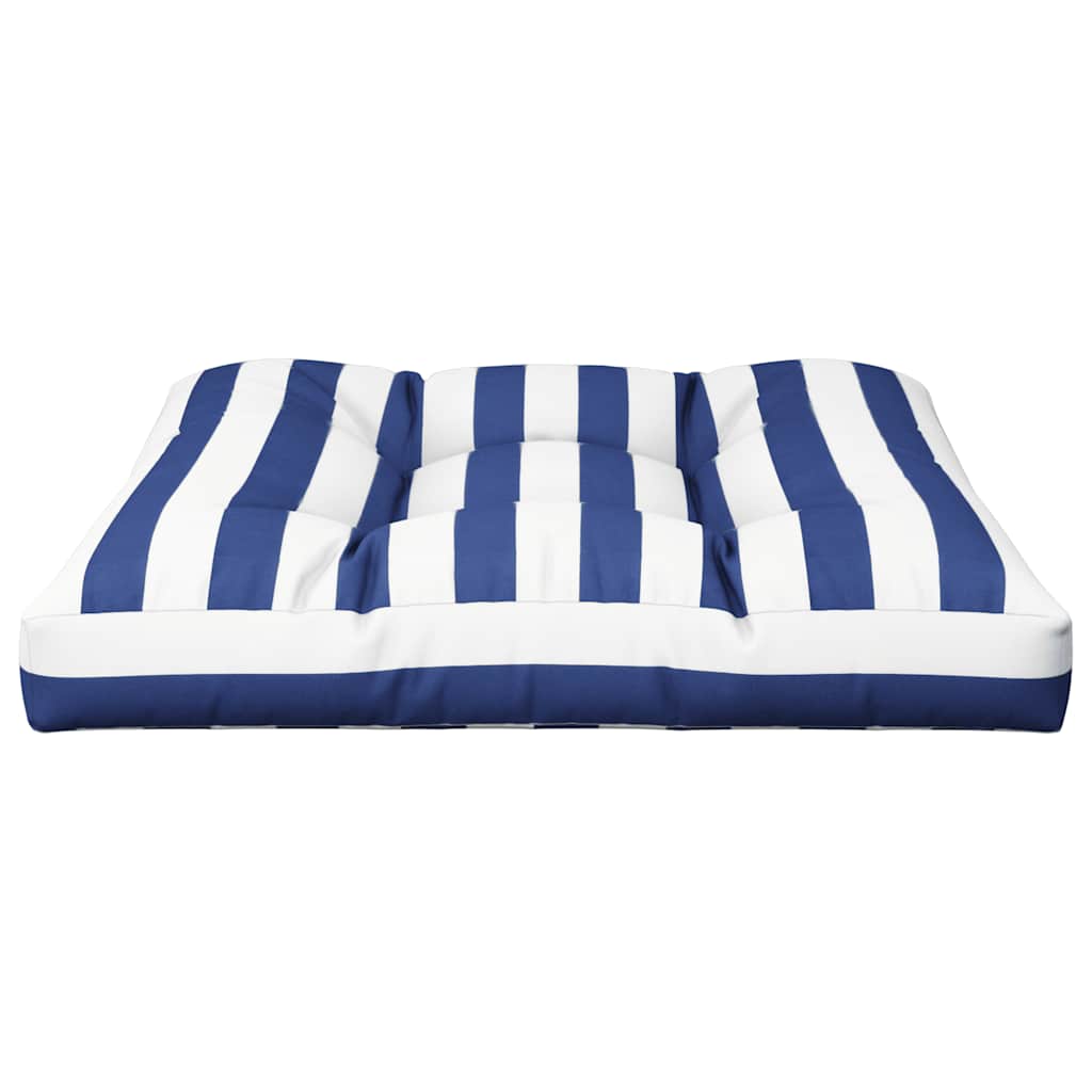 Cuscino per Pallet Strisce Bianche e Blu 80x80x12 cm in Tessuto | homemem39