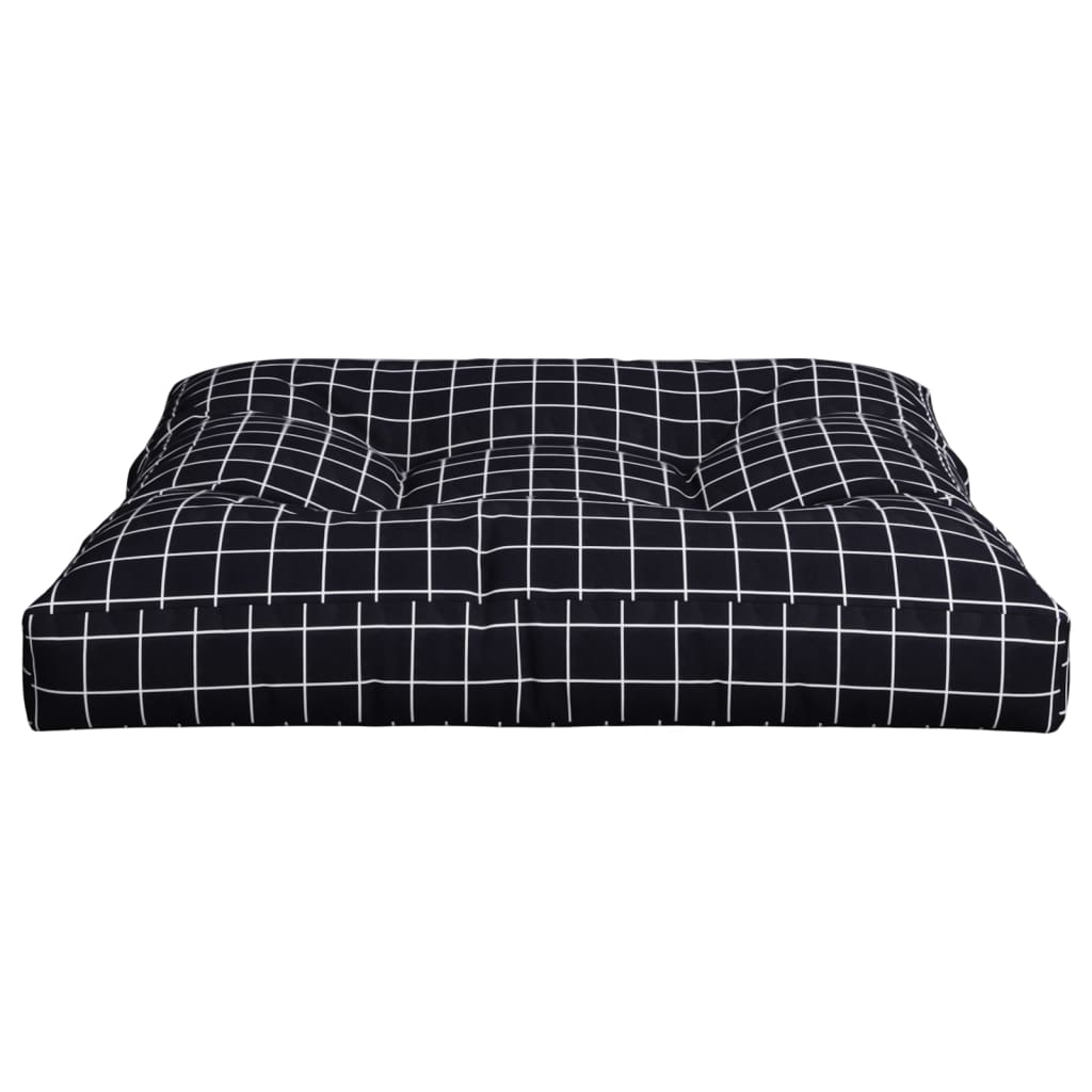 Cuscino per Pallet Motivo a Quadri Nero 80x80x12 cm in Tessuto