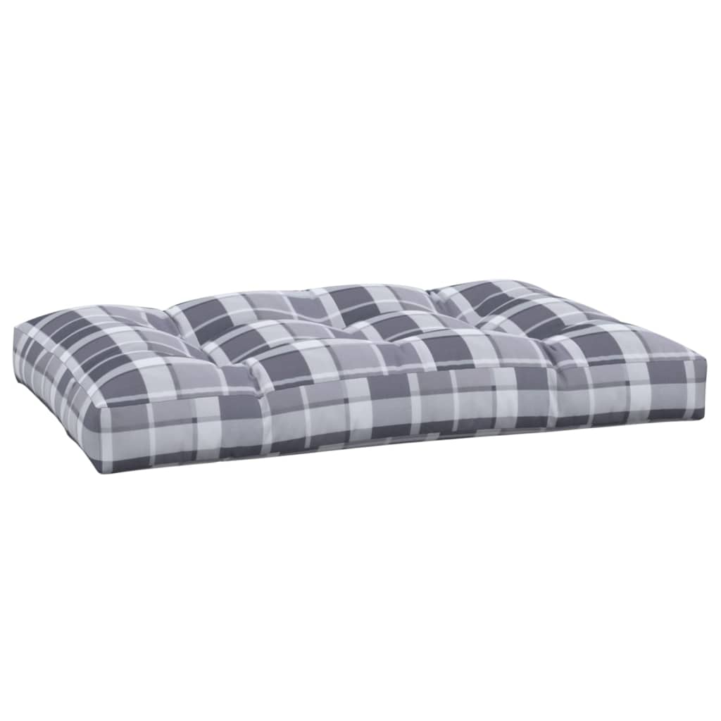 Cuscino per Pallet a Quadri Grigi 120x80x12 cm in Tessuto