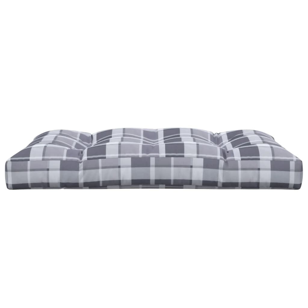Cuscino per Pallet a Quadri Grigi 120x80x12 cm in Tessuto