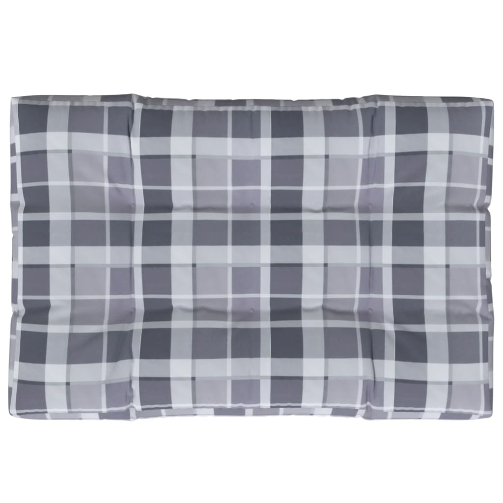 Cuscino per Pallet a Quadri Grigi 120x80x12 cm in Tessuto