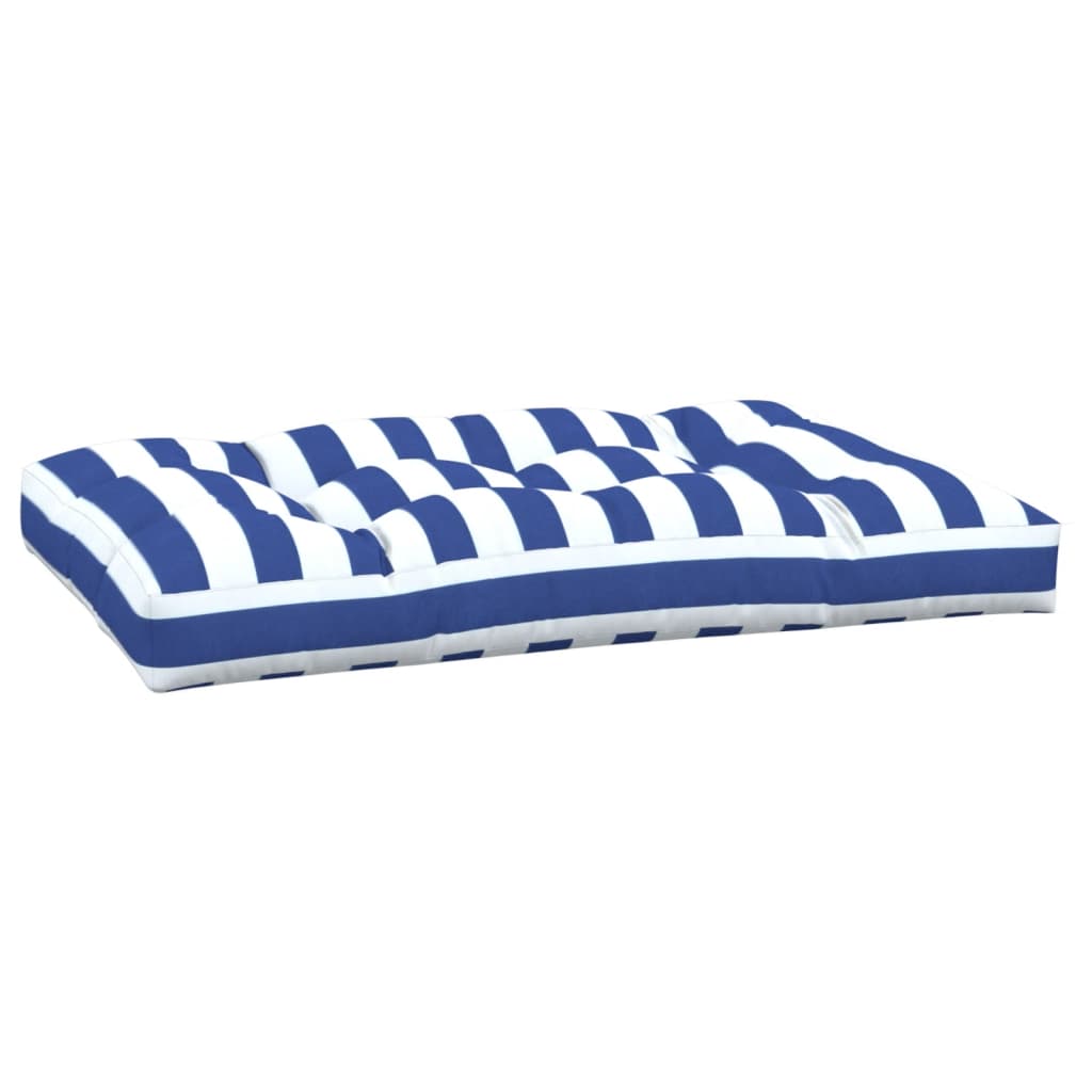 Cuscino per Pallet Strisce Bianche e Blu 120x80x12cm in Tessuto