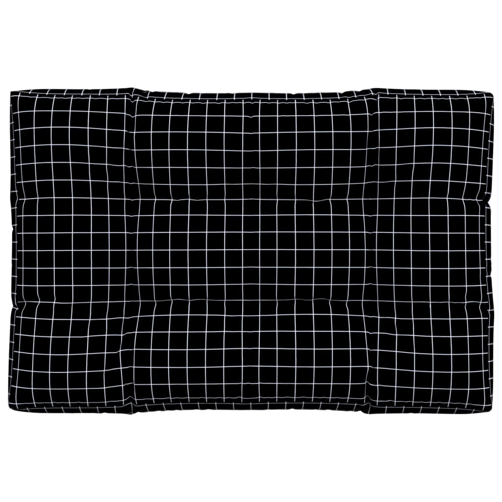 Cuscino per Pallet Motivo a Quadri Nero 120x80x12 cm in Tessuto