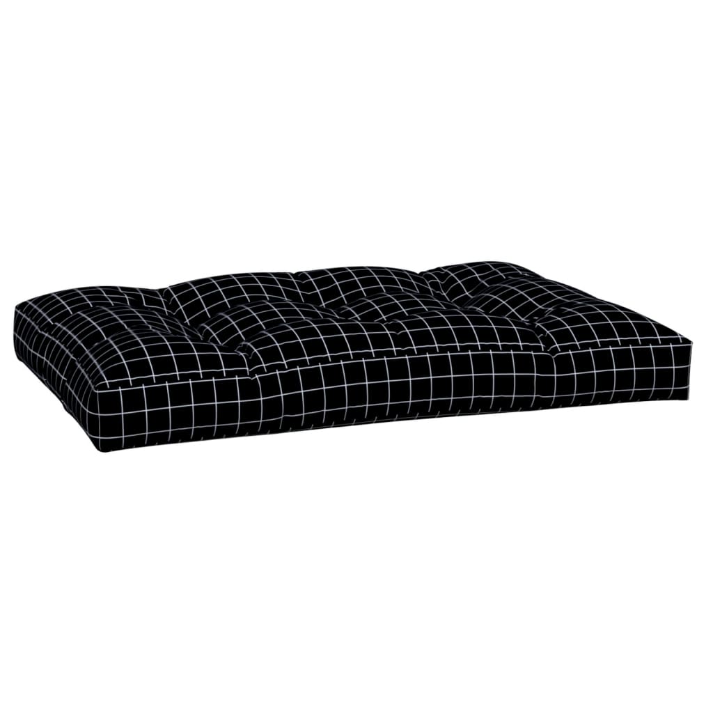 Cuscino per Pallet Motivo a Quadri Nero 120x80x12 cm in Tessuto