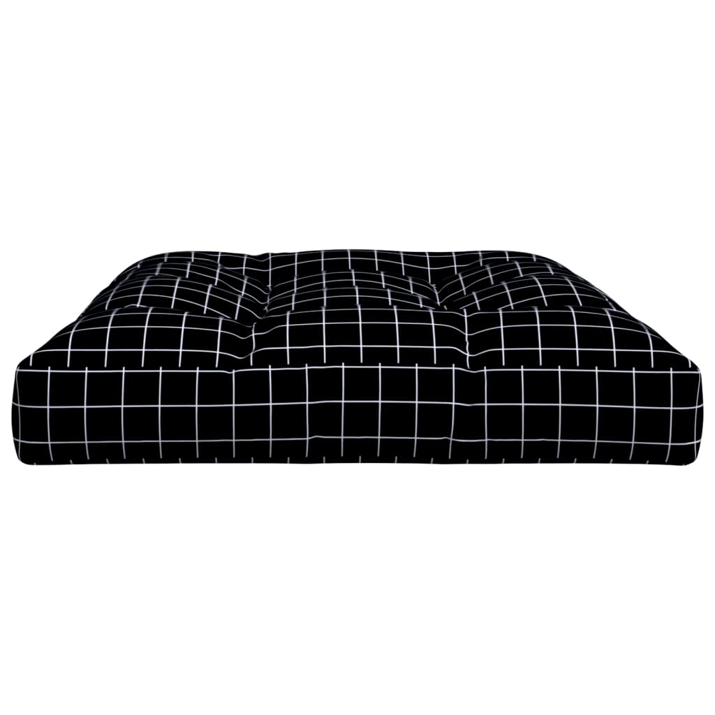Cuscino per Pallet Motivo a Quadri Nero 120x80x12 cm in Tessuto