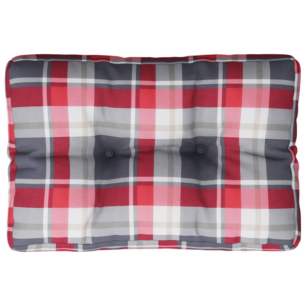 Cuscino per Pallet a Quadri Rossi 50x40x12 cm in Tessuto | homemem39