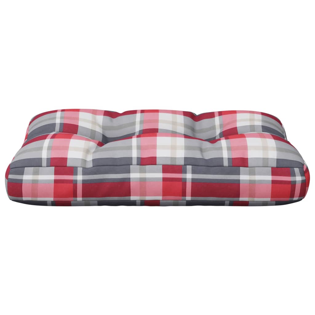 Cuscino per Pallet a Quadri Rossi 50x40x12 cm in Tessuto | homemem39