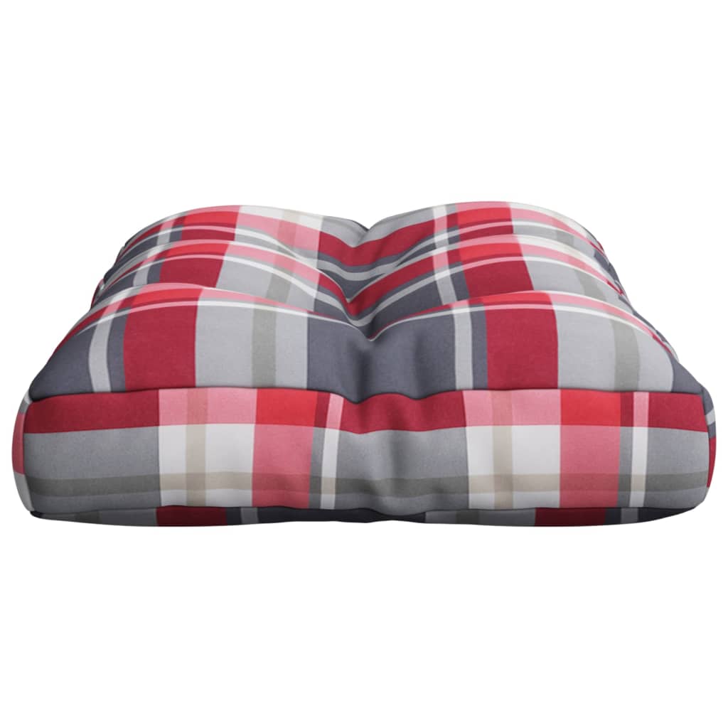 Cuscino per Pallet a Quadri Rossi 50x40x12 cm in Tessuto | homemem39