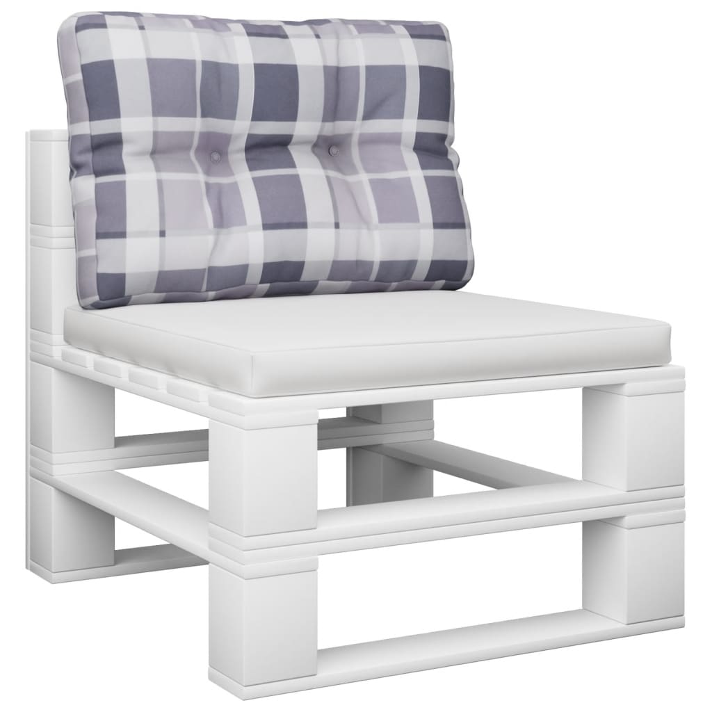 Cuscino per Pallet a Quadri Grigi 50x40x12 cm in Tessuto | homemem39