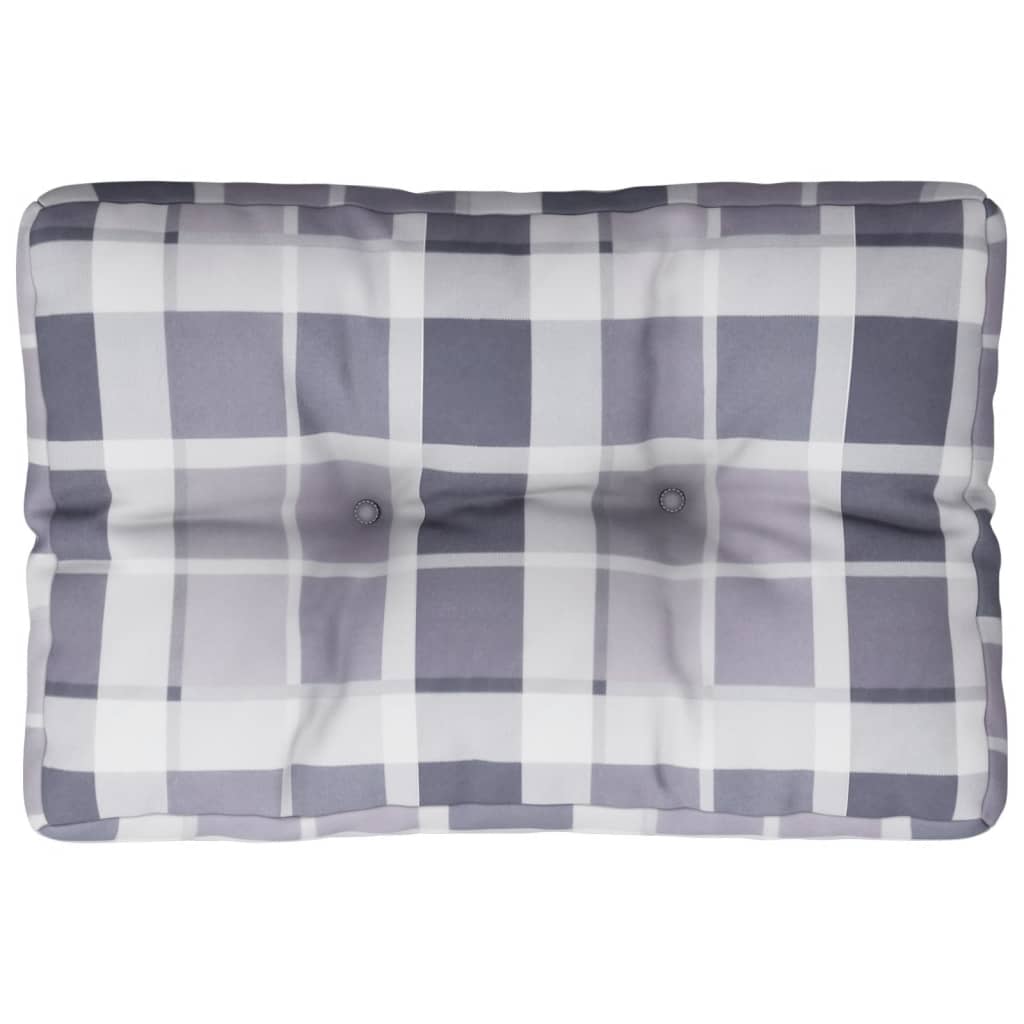 Cuscino per Pallet a Quadri Grigi 60x40x12 cm in Tessuto | homemem39
