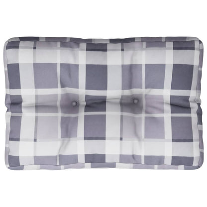 Cuscino per Pallet a Quadri Grigi 60x40x12 cm in Tessuto | homemem39