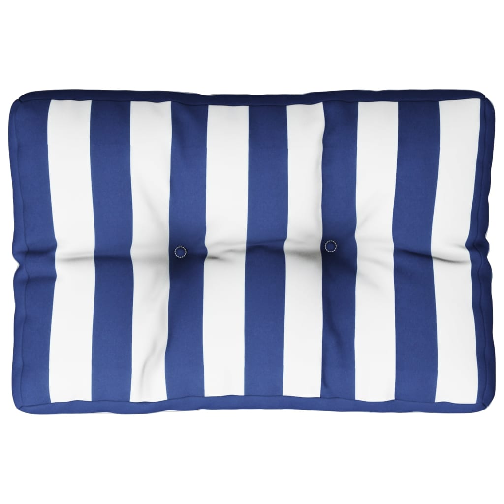 Cuscino per Pallet Strisce Bianche e Blu 60x40x12 cm in Tessuto | homemem39