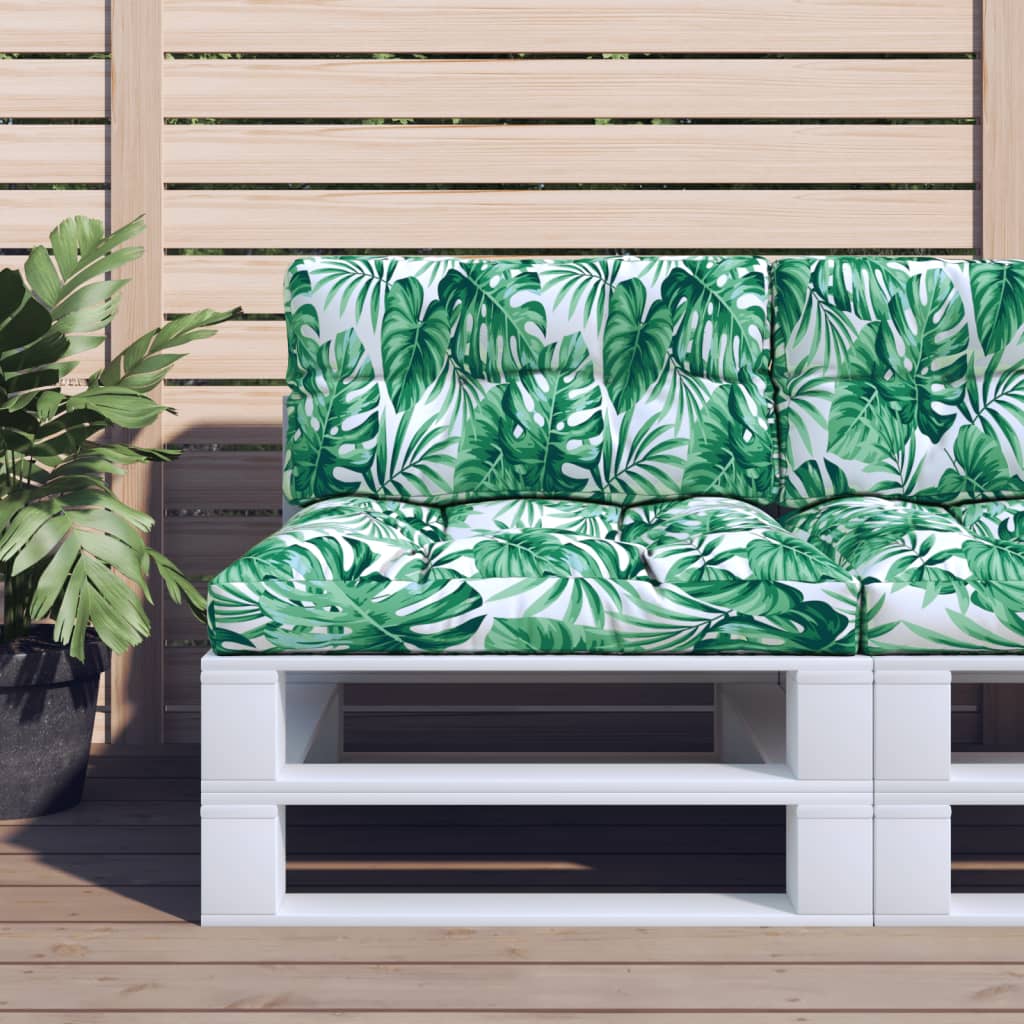 Cuscino per Pallet con Motivo a Foglie 70x40x12 cm in Tessuto | homemem39