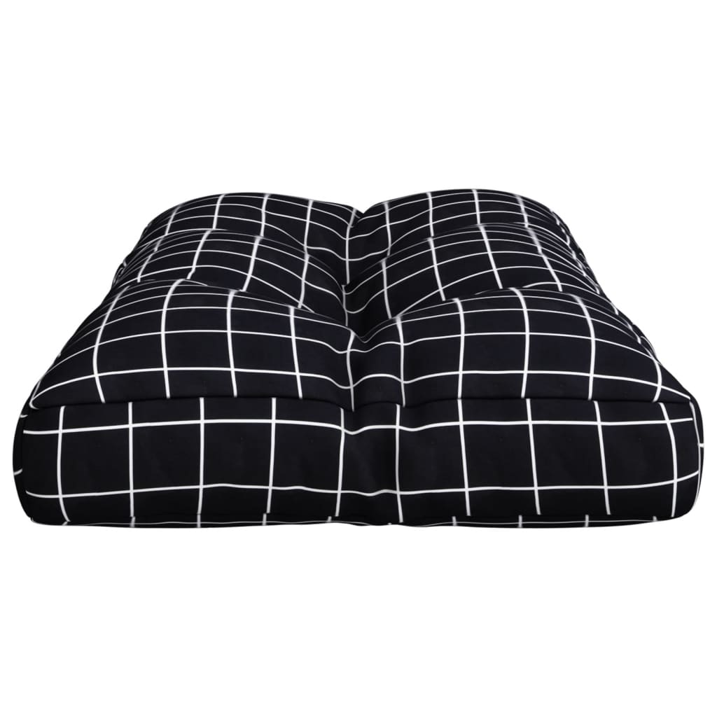 Cuscino per Pallet Motivo a Quadri Nero 70x40x12 cm in Tessuto | homemem39