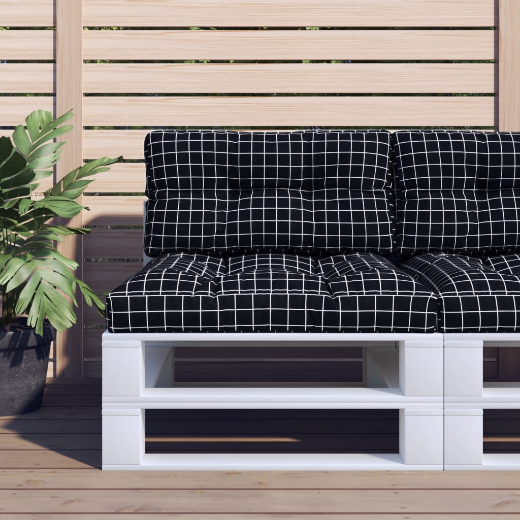 Cuscino per Pallet Motivo a Quadri Nero 70x40x12 cm in Tessuto | homemem39