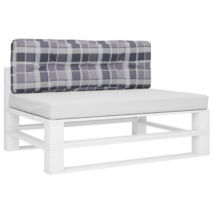 Cuscino per Pallet a Quadri Grigi in Tessuto