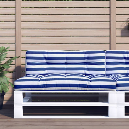 Cuscino per Pallet Strisce Bianche e Blu in Tessuto