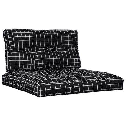 Cuscini per Pallet 2 pz Neri Motivo a Quadri Tessuto | homemem39