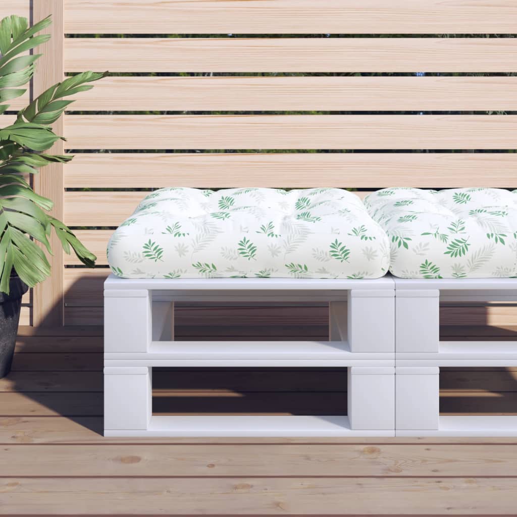 Cuscino Pallet Motivo a Foglie 60x61,5x10 cm in Tessuto Oxford | homemem39