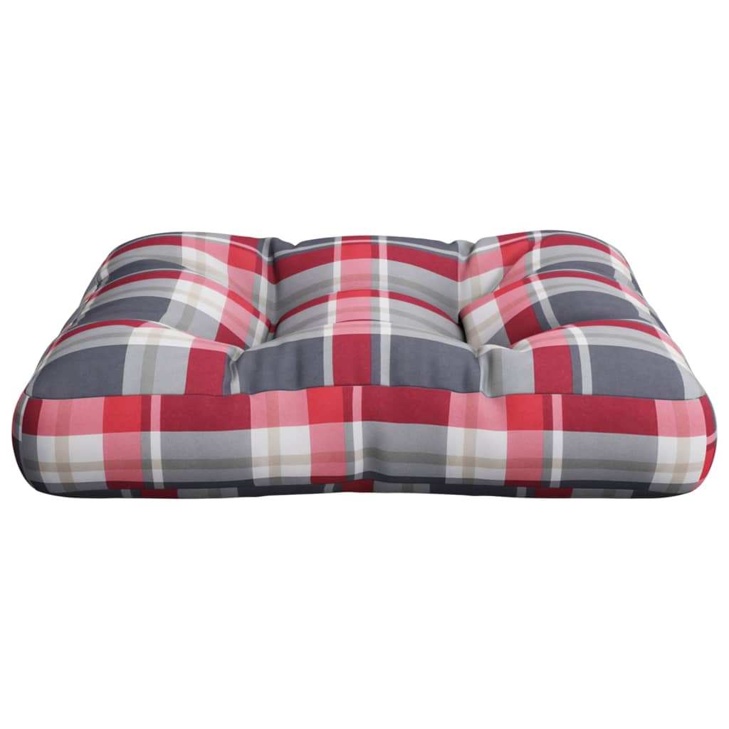 Cuscino per Pallet a Quadri Rosso 58x58x10 cm in Tessuto
