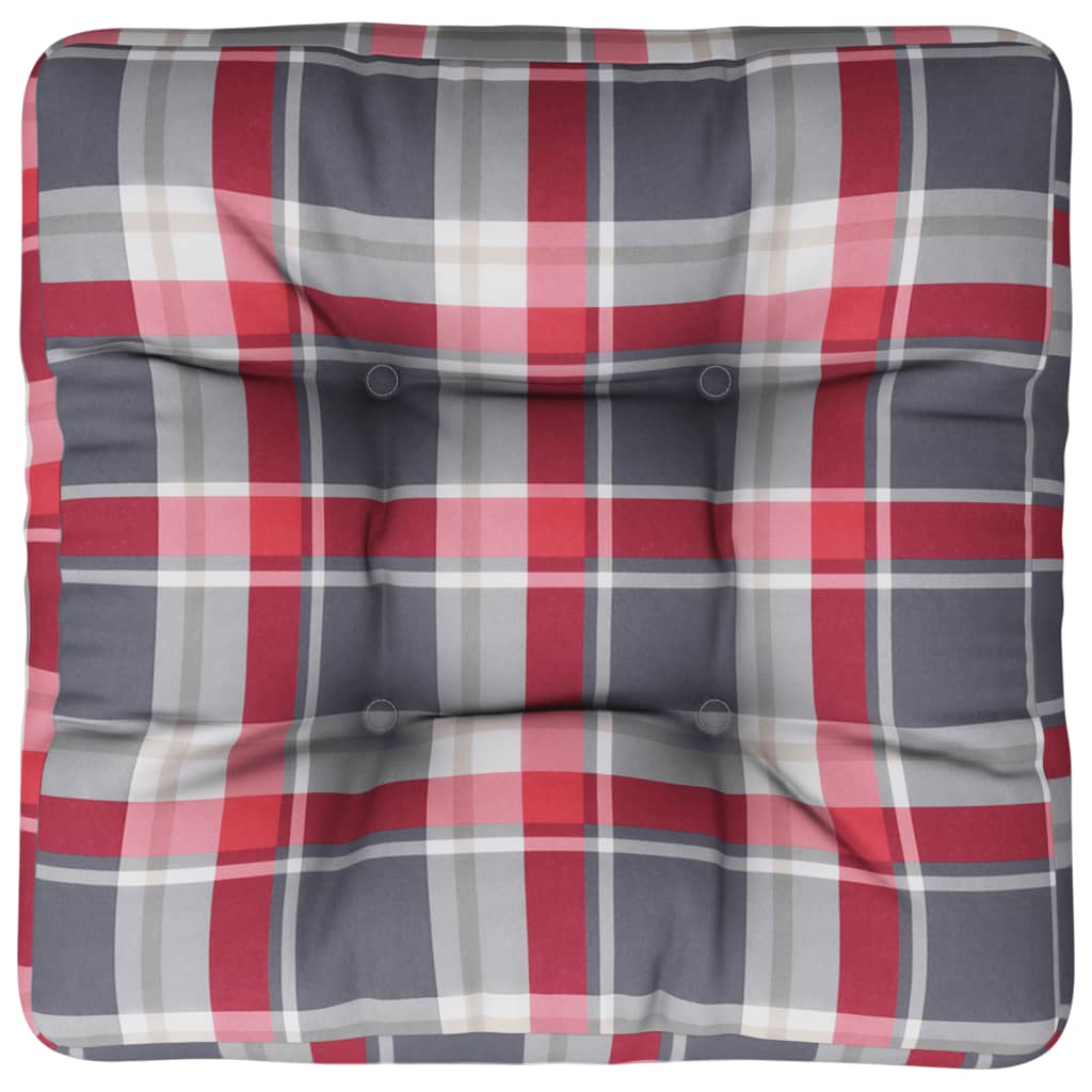 Cuscino per Pallet a Quadri Rosso 58x58x10 cm in Tessuto